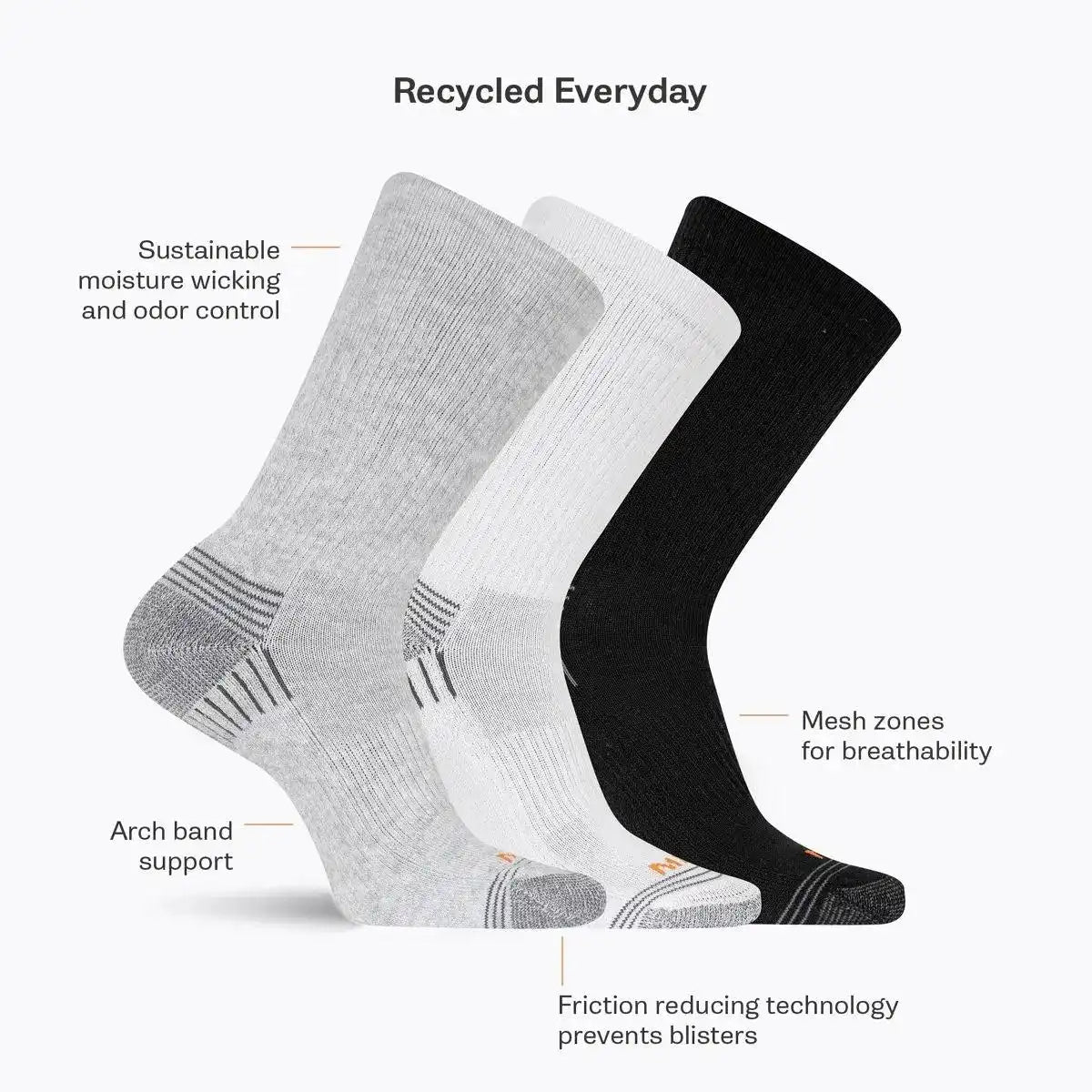 Recycled Everyday Crew Sock 3 Pack